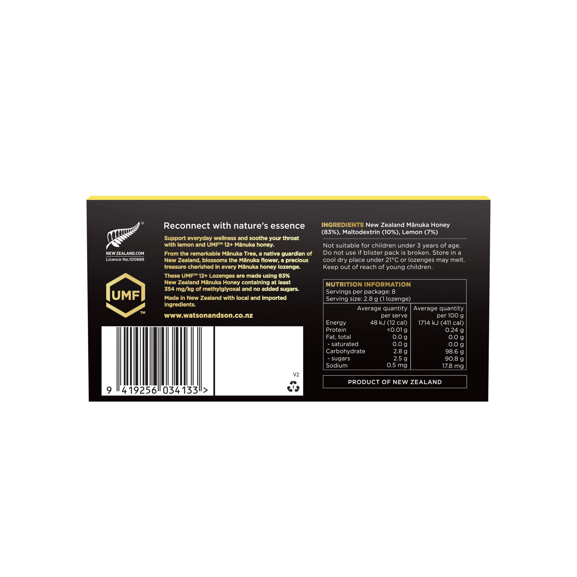 UMF 12+/MGO 354+ Mānuka Honey with Lemon Lozenges