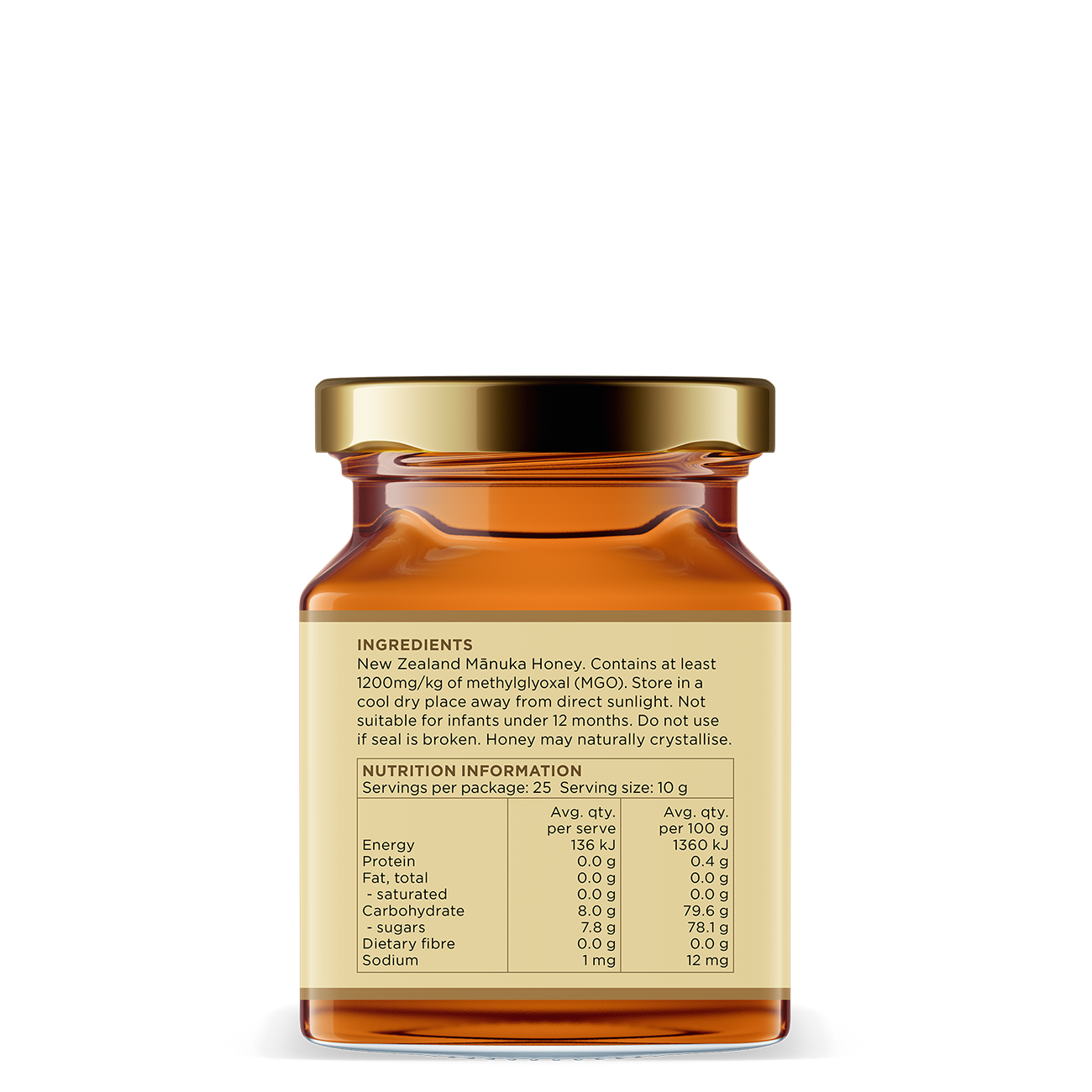 UMF 25+/MGO 1200+ MANUKA HONEY 250G GLASS